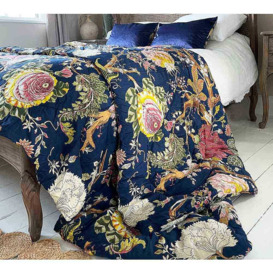 Midnight Carnation Quilted Bedspread