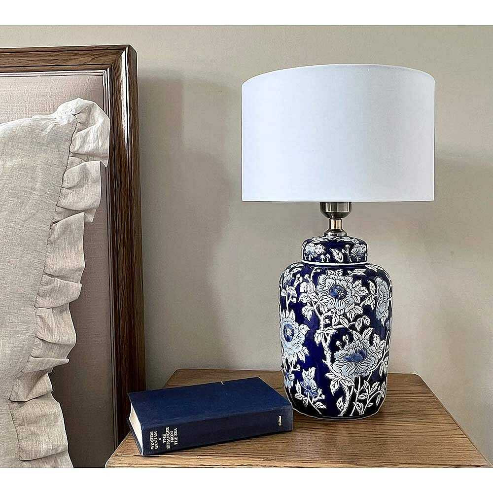 Fleur Blue Ceramic Table Lamp - image 1
