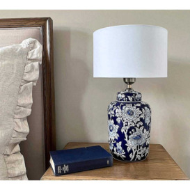 Fleur Blue Ceramic Table Lamp - thumbnail 1