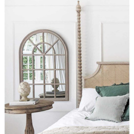 Arched Wooden Frame Window Mirror