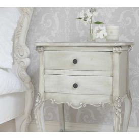 French Grey 2-Drawer Rattan Bedside Table - thumbnail 2