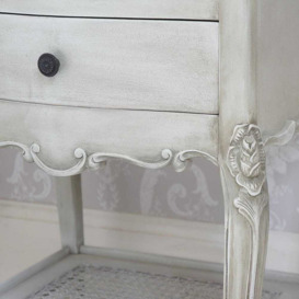 French Grey 2-Drawer Rattan Bedside Table - thumbnail 3