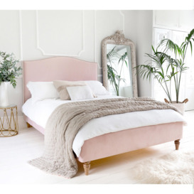 Soho Pink Velvet Upholstered Bed (Double) - thumbnail 1