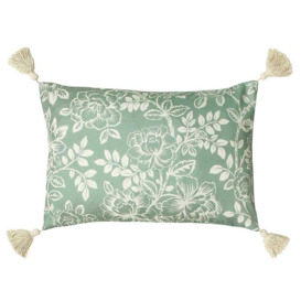 Floral Etchings Cushion in Sage Green - thumbnail 1