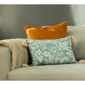 Floral Etchings Cushion in Sage Green - thumbnail 2