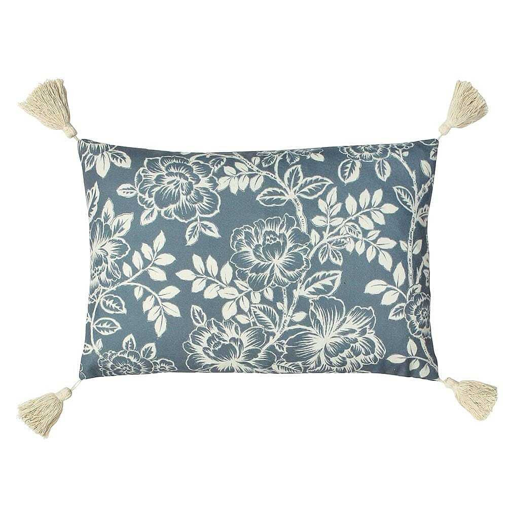 Floral Etchings Cushion in French Blue - image 1