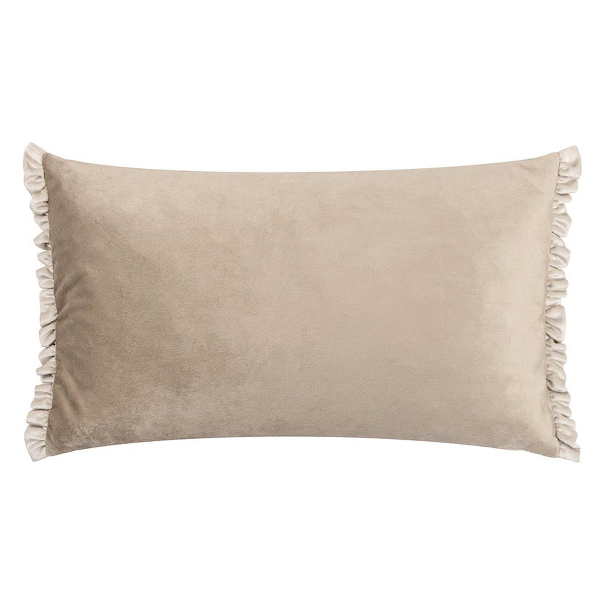 Chantilly Ruffle Velvet Cushion in Oyster - image 1