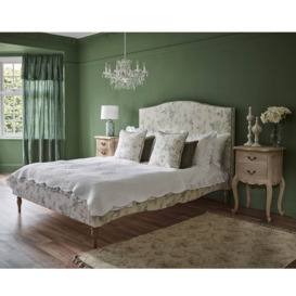 Tumbling Roses Linen Upholstered Bed (King Size Bed) - thumbnail 3