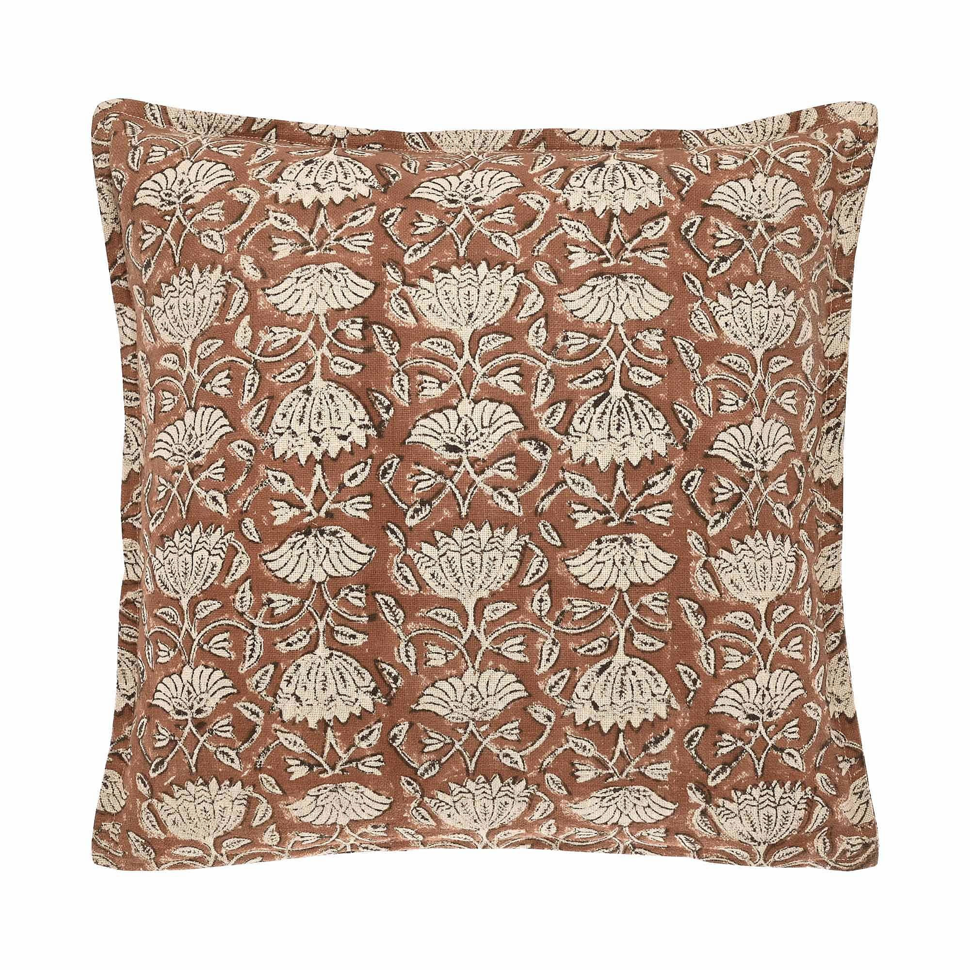 Handblock Print Cushion in Cinnamon Spice - image 1