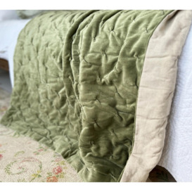 The Luxuriator Bedspread in Sage Green Velvet