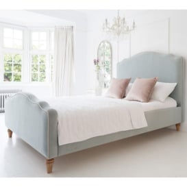 Debutante Pale Blue Velvet Upholstered Bed (Double Bed) - thumbnail 1