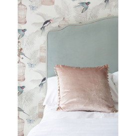 Debutante Pale Blue Velvet Upholstered Bed (Double Bed) - thumbnail 3