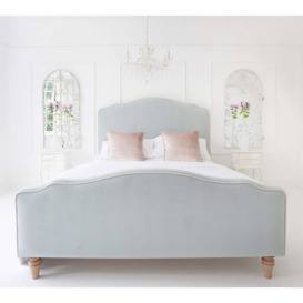 Debutante Pale Blue Velvet Upholstered Bed (Double Bed) - thumbnail 2