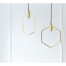 Hexagon Gold Pendant Light - thumbnail 3