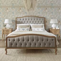 French Romance Grey Linen Upholstered Bed (King) - thumbnail 2