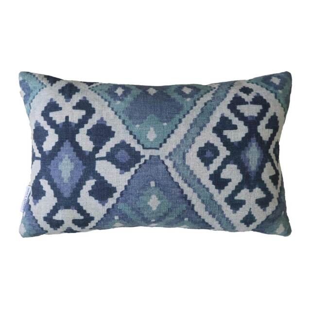 Celeste Blue Ikat Kilim Cushion - image 1