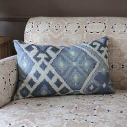 Celeste Blue Ikat Kilim Cushion - thumbnail 3