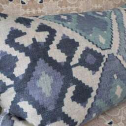Celeste Blue Ikat Kilim Cushion - thumbnail 2
