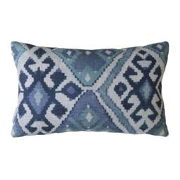 Celeste Blue Ikat Kilim Cushion - thumbnail 1