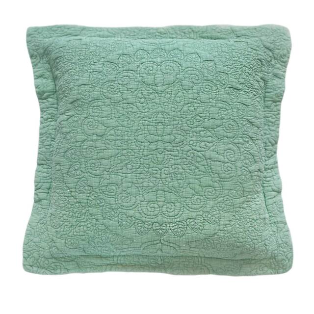Sage Green Embroidered Cushion - image 1