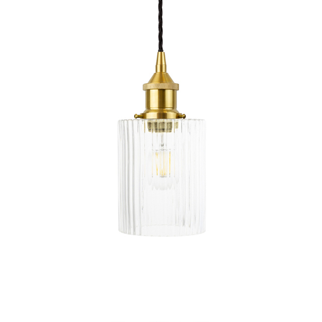Henley Cylinde Petite Fluted Glass Pendant Light in Polished Brass - image 1
