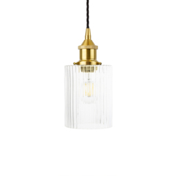 Henley Cylinde Petite Fluted Glass Pendant Light in Polished Brass