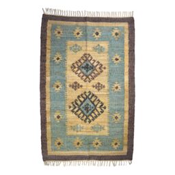 Chocolate and Blue Kilim Rug - thumbnail 1