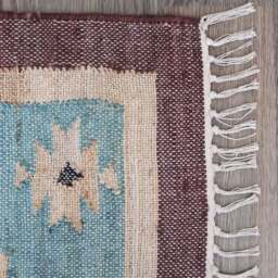 Chocolate and Blue Kilim Rug - thumbnail 4