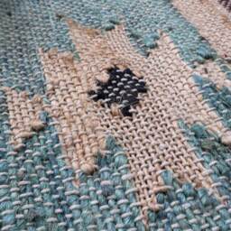 Chocolate and Blue Kilim Rug - thumbnail 5