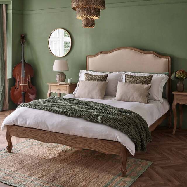 Love Story Natural Upholstered Bed in Oatmeal Linen (Large Emperor Size Bed) - image 1