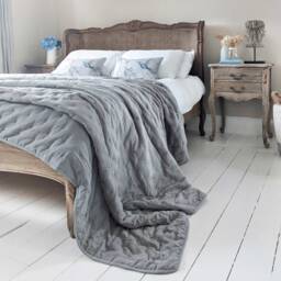 Peachskin Quilted Bedspread in French Grey (Bedspread) - thumbnail 1