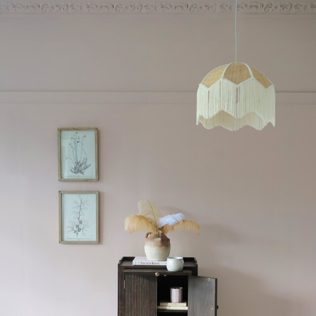 Fringed Rattan Pendant Light in Natural - image 1