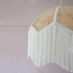 Fringed Rattan Pendant Light in Natural - thumbnail 2