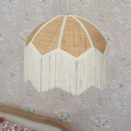 Fringed Rattan Pendant Light in Natural - thumbnail 3
