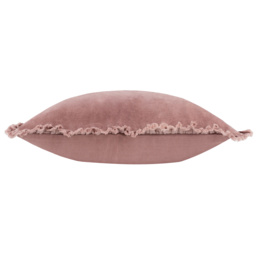 Lara Ruffled Velvet Cushion in Rose - thumbnail 4