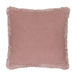 Lara Ruffled Velvet Cushion in Rose - thumbnail 3