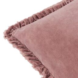 Lara Ruffled Velvet Cushion in Rose - thumbnail 2