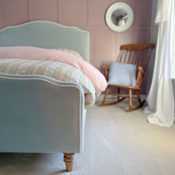 Debutante Pale Blue Velvet Upholstered Bed (King Size Bed) - thumbnail 5