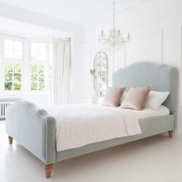 Debutante Pale Blue Velvet Upholstered Bed (King Size Bed)