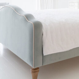Debutante Pale Blue Velvet Upholstered Bed (King Size Bed) - thumbnail 2