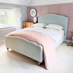 Debutante Pale Blue Velvet Upholstered Bed (King Size Bed) - thumbnail 4
