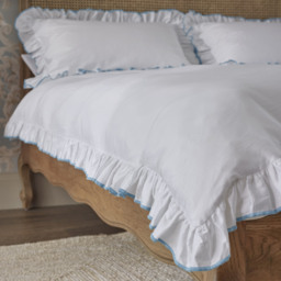 Provence Ruffle 400TC Bed Linen Full Set, in French Blue (Superking Set) - thumbnail 1