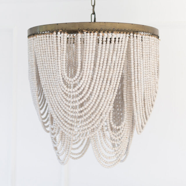 Wooden Beads Large Waterfall Pendant Light - image 1