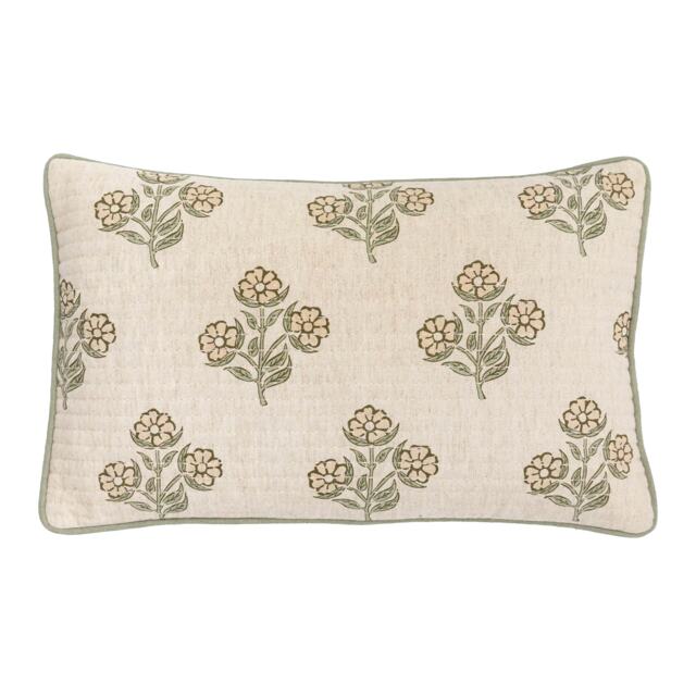 Pushpa Flowers Blockprint Vegan Cushion - image 1