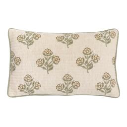 Pushpa Flowers Blockprint Vegan Cushion - thumbnail 1