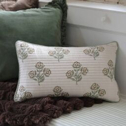 Pushpa Flowers Blockprint Vegan Cushion - thumbnail 3