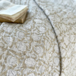 Chai Latte Block Print Bedspread - thumbnail 5