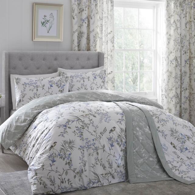 Woodland Bird Blossom Bed Linen Set (Pair of Matching Curtains)