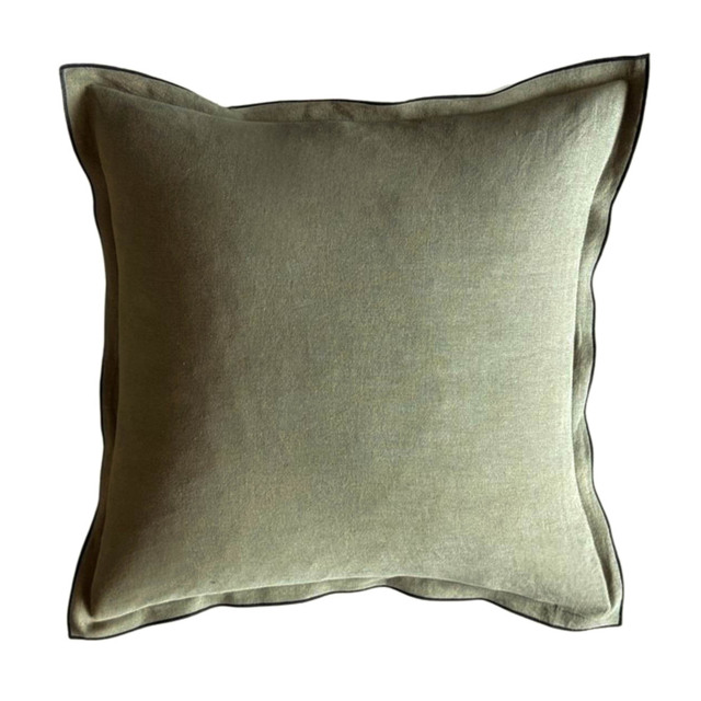 Olive Green Linen Cushion - image 1