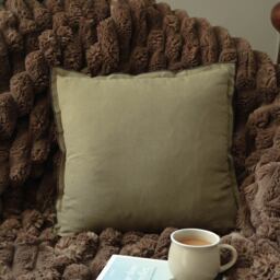 Olive Green Linen Cushion - thumbnail 3